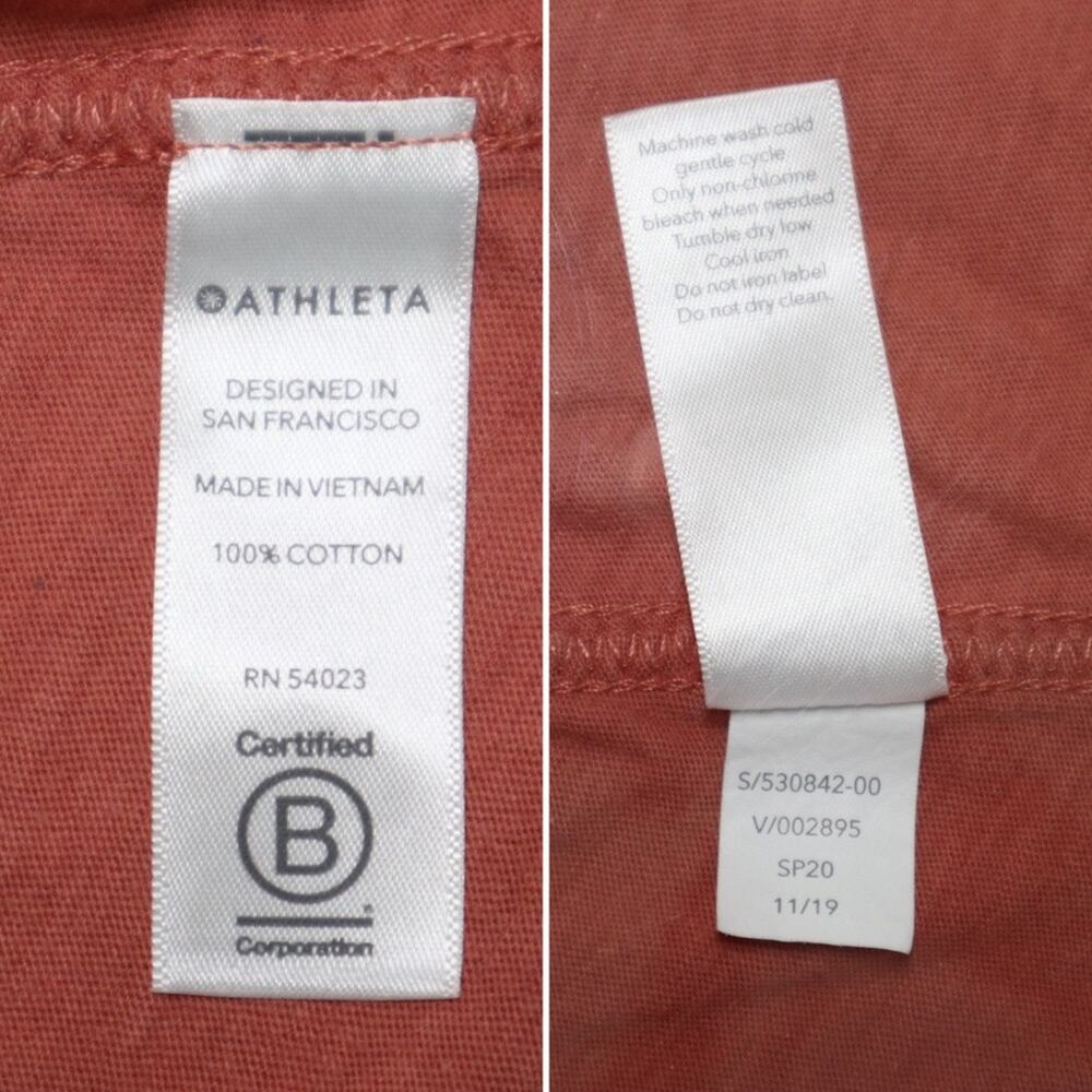 Athleta Size XS Active Tee Shirt Cotton Texture Coral Orange - Picture 10 of 10